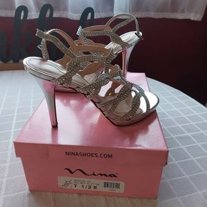 Silver strappy heels